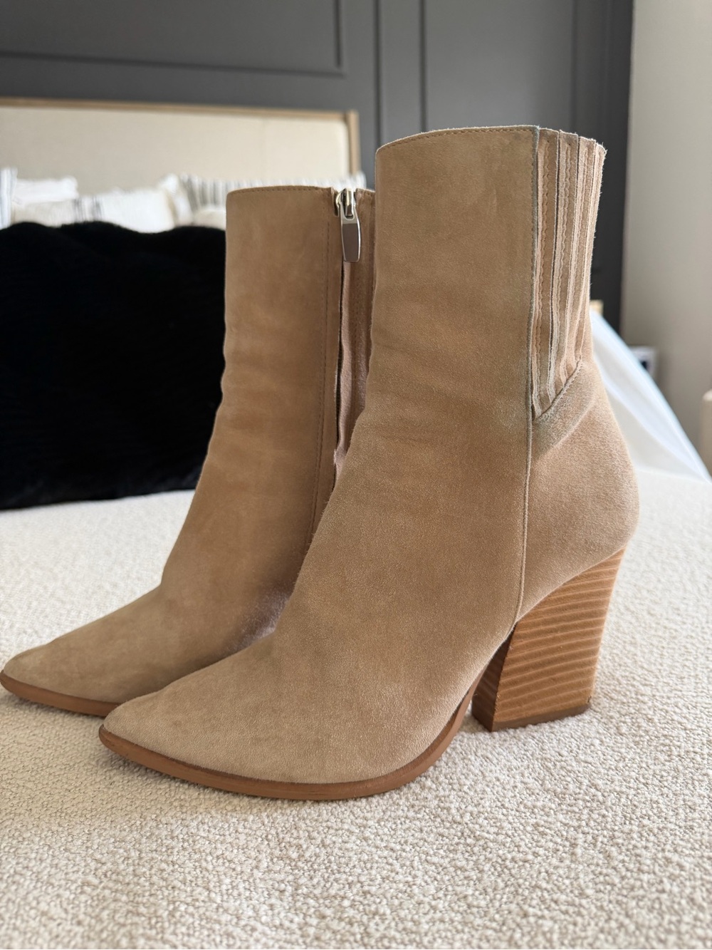 Steve Madden Suede Ankle Booties in Light Brown